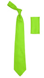 Lime Green Satin Regular Fit Dress Shirt, Tie & Hanky Set - FHYINC best men's suits, tuxedos, formal men's wear wholesale