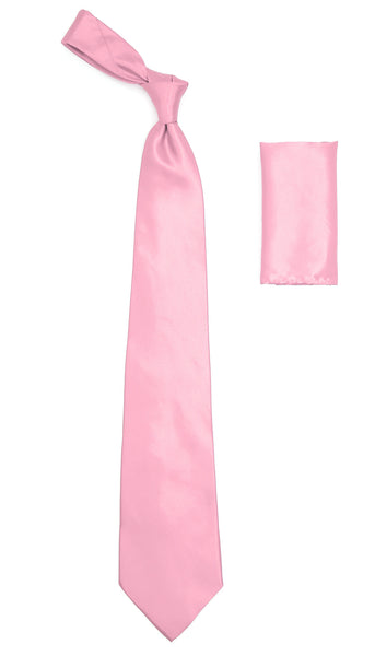 Pink Satin Regular Fit French Cuff Dress Shirt, Tie & Hanky Set - FHYINC best men's suits, tuxedos, formal men's wear wholesale