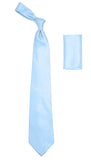 Sky Blue Satin Regular Fit Dress Shirt, Tie & Hanky Set - FHYINC best men's suits, tuxedos, formal men's wear wholesale