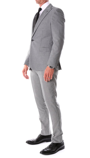 Men's Stanford Slim Fit Houndstooth Peak Lapel 2pc Suit - FHYINC best men's suits, tuxedos, formal men's wear wholesale