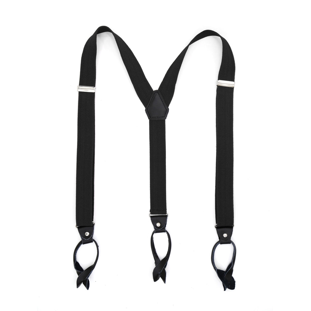 Black Button-End Unisex Suspenders - FHYINC best men