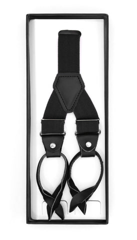 Black Button-End Unisex Suspenders