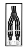 Black with Grey Stripe Unisex Clip On Suspenders - FHYINC best men's suits, tuxedos, formal men's wear wholesale