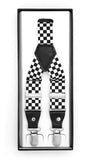 Black & White Check Unisex Clip On Suspenders - FHYINC best men's suits, tuxedos, formal men's wear wholesale
