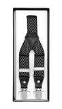Black with White Diamond Unisex Clip On Suspenders - FHYINC best men's suits, tuxedos, formal men's wear wholesale