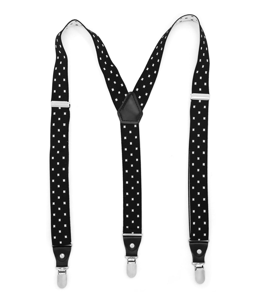 Black with White Dot Unisex Clip On Suspenders - FHYINC best men