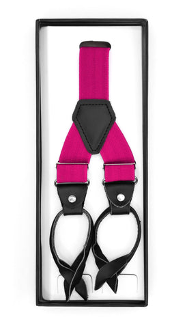 Fuchsia Button-End Unisex Suspenders