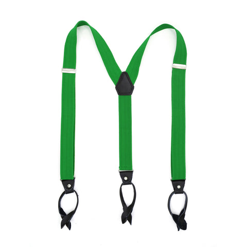 Green Button-End Unisex Suspenders