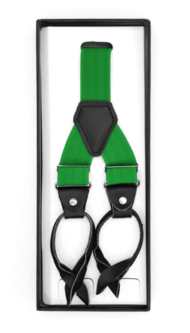 Green Button-End Unisex Suspenders