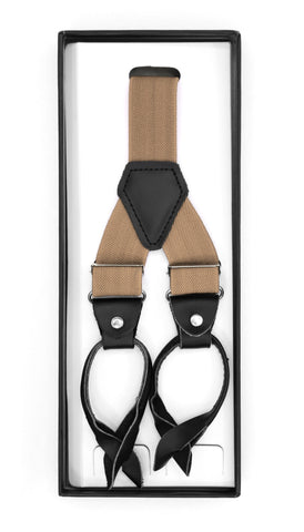 Light Brown Button-End Unisex Suspenders