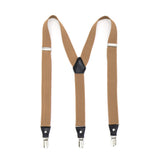 Light Brown Clip-On Unisex Suspenders - FHYINC best men's suits, tuxedos, formal men's wear wholesale