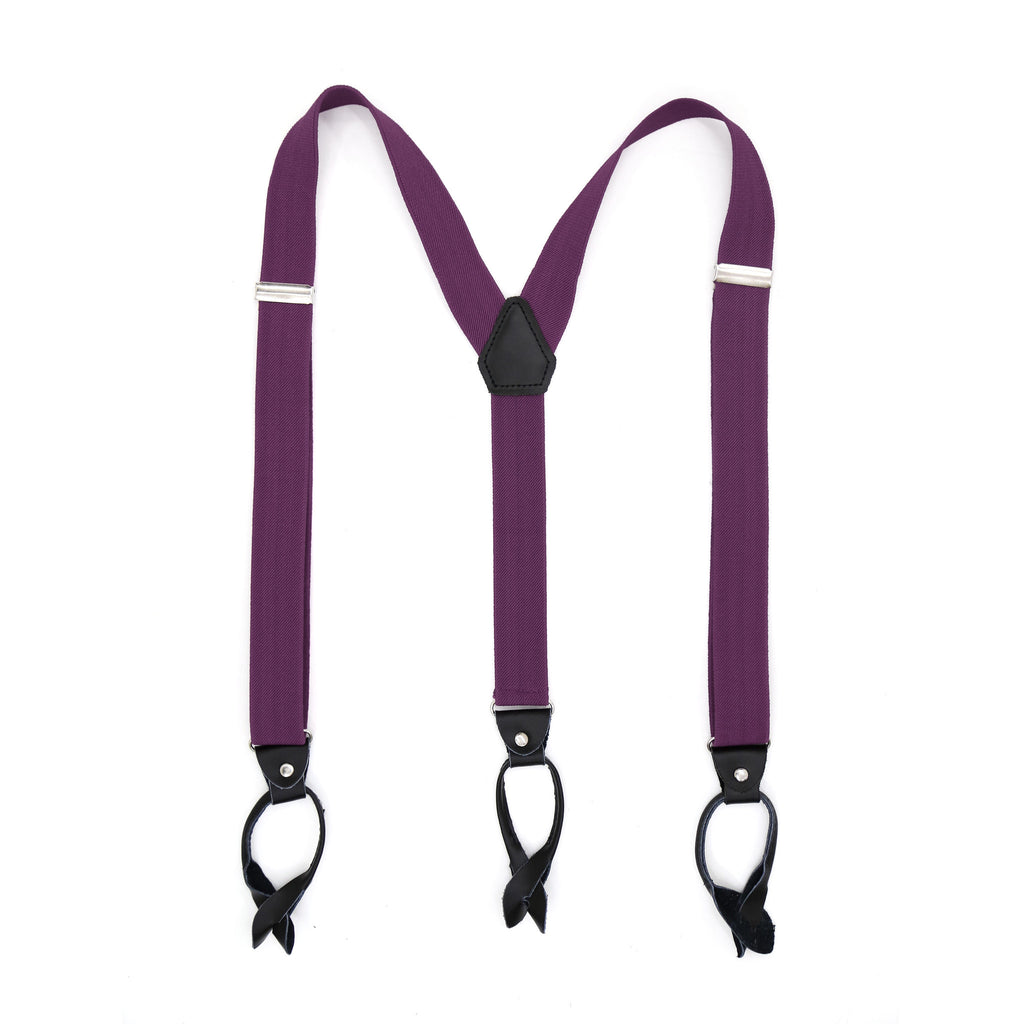 Purple Unisex Button End Suspenders - FHYINC best men