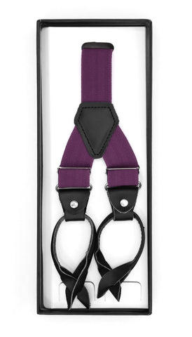 Purple Unisex Button End Suspenders