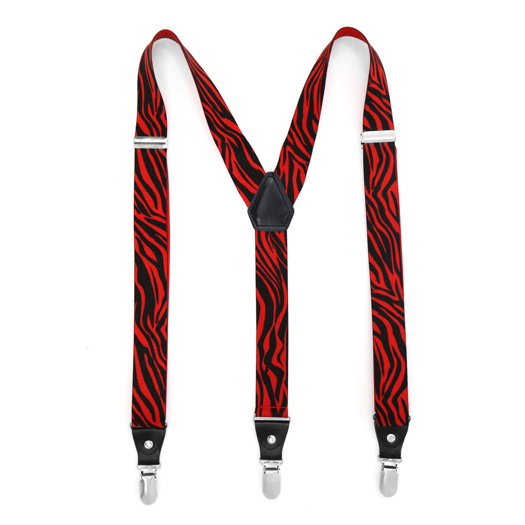 Black & Red Zebra Unisex Clip On Suspenders - FHYINC best men