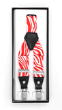 Red & White Zebra Unisex Clip On Suspenders - FHYINC best men's suits, tuxedos, formal men's wear wholesale