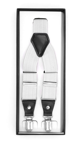 Off-White Clip-On Unisex Suspenders - FHYINC best men's suits, tuxedos, formal men's wear wholesale