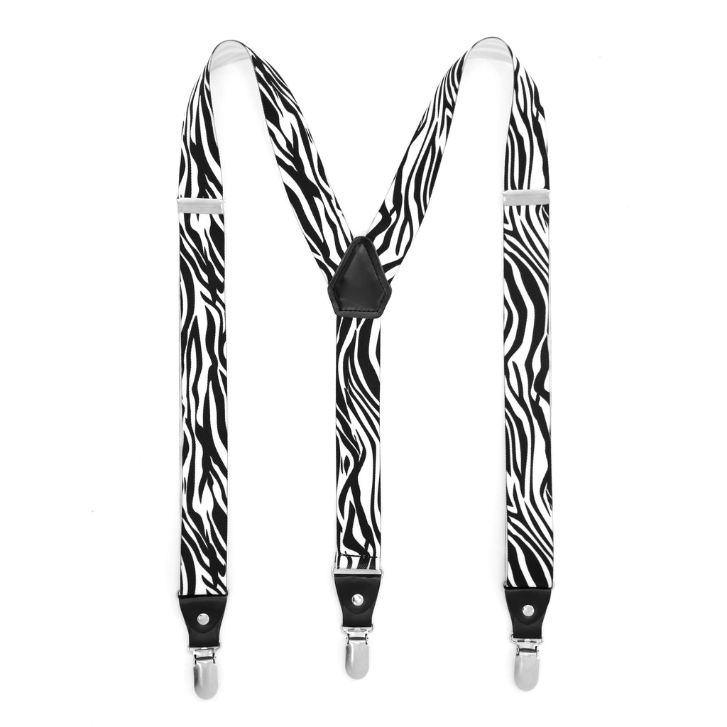 Black & White Zebra Unisex Clip On Suspenders - FHYINC best men