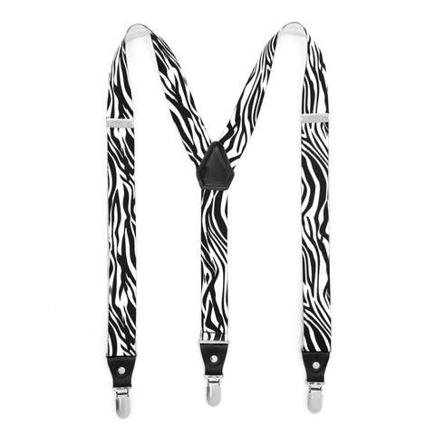 Black & White Zebra Unisex Clip On Suspenders
