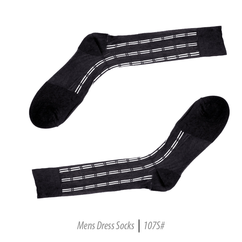 Men's Short Nylon Socks 107S - Black/Silver  FHYINC