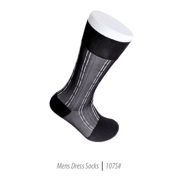 Men's Short Nylon Socks 107S - Black/Silver - FHYINC best men's suits, tuxedos, formal men's wear wholesale