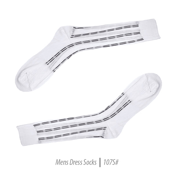 Men's Short Nylon Socks 107S - White/Black - FHYINC best men's suits, tuxedos, formal men's wear wholesale