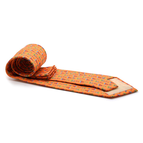 Sailboat Orange Necktie with Handkerchief Set