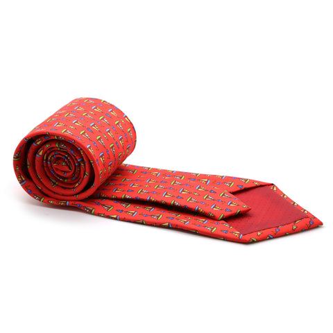 Sailboat Red Necktie with Handkerchief Set