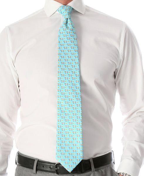 Cow Aqua Necktie with Handkerchief Set - FHYINC best men's suits, tuxedos, formal men's wear wholesale