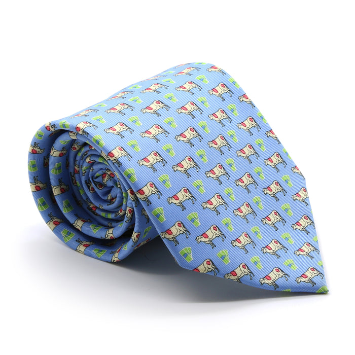 Cow Blue Necktie with Handkerchief Set - FHYINC best men's suits, tuxedos, formal men's wear wholesale