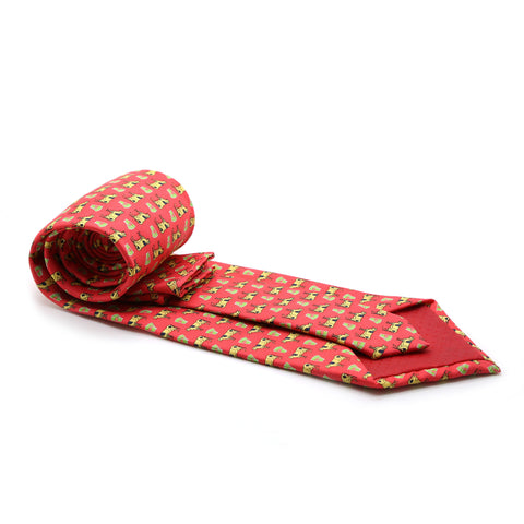 Cow Red Necktie with Handkerchief Set