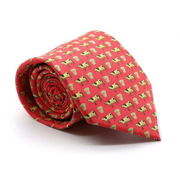Cow Red Necktie with Handkerchief Set - FHYINC best men's suits, tuxedos, formal men's wear wholesale