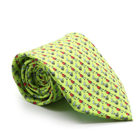 Carriage Driver Lime Green Necktie with Handkerchief Set