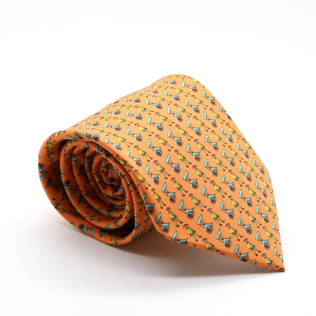 Carriage Driver Orange Necktie with Handkerchief Set - FHYINC best men