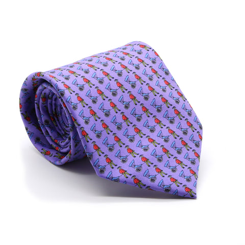 Carriage Driver Purple Necktie with Handkerchief Set