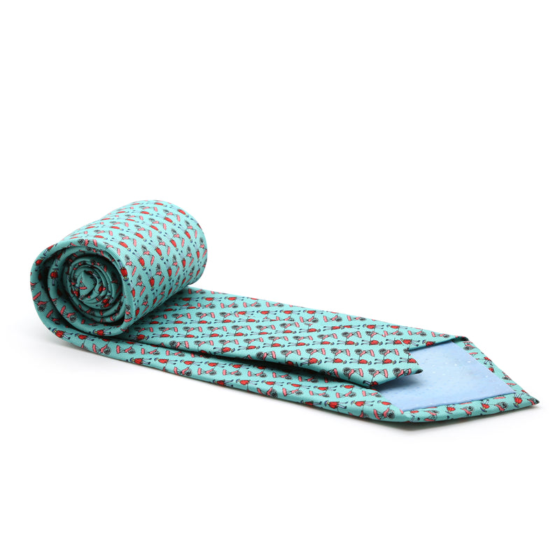 Carriage Driver Teal Necktie with Handkerchief Set - FHYINC best men's suits, tuxedos, formal men's wear wholesale