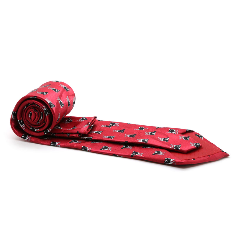 Cow Red Necktie with Handkerchief - FHYINC best men's suits, tuxedos, formal men's wear wholesale