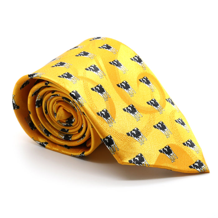 Cow Yellow Necktie with Handkerchief Set - FHYINC best men's suits, tuxedos, formal men's wear wholesale