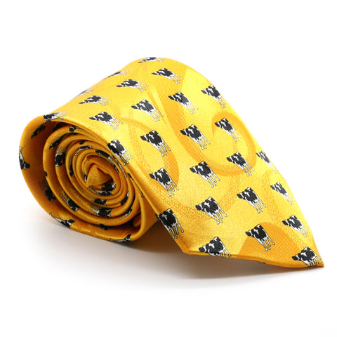 Cow Yellow Necktie with Handkerchief Set