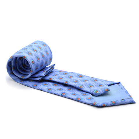 Feather Blue Necktie with Handkerchief Set