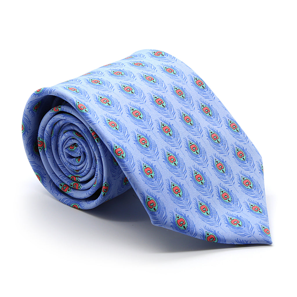 Feather Blue Necktie with Handkerchief Set - FHYINC best men