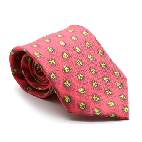 Feather Pink Necktie with Handkerchief Set