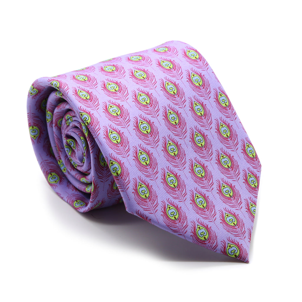 Feather Purple Necktie with Handkerchief Set - FHYINC best men