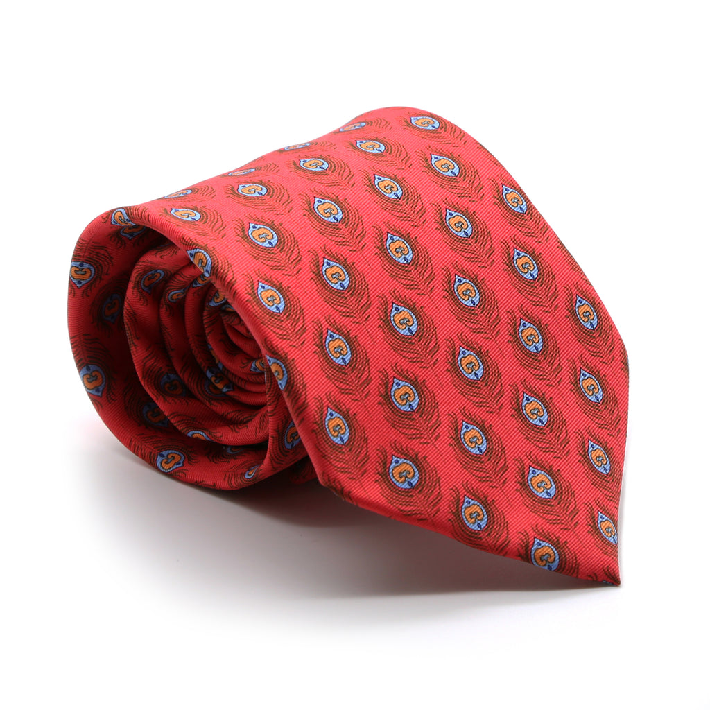 Feather Red Necktie with Handkerchief Set - FHYINC best men