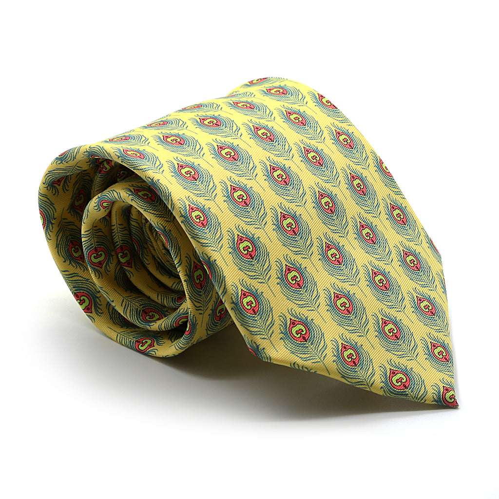 Feather Yellow Necktie with Handkerchief Set - FHYINC best men