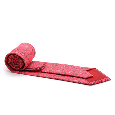 Flamingo Pink Necktie with Handkerchief Set
