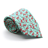 Flamingo Turquoise Necktie with Handkerchief Set - FHYINC best men's suits, tuxedos, formal men's wear wholesale