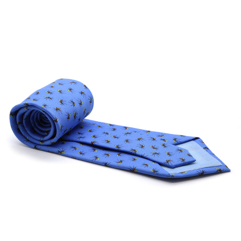 Mosquito Blue Necktie with Handkerchief Set
