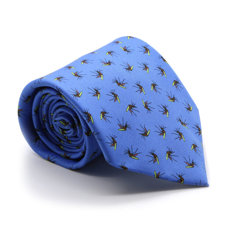 Mosquito Blue Necktie with Handkerchief Set
