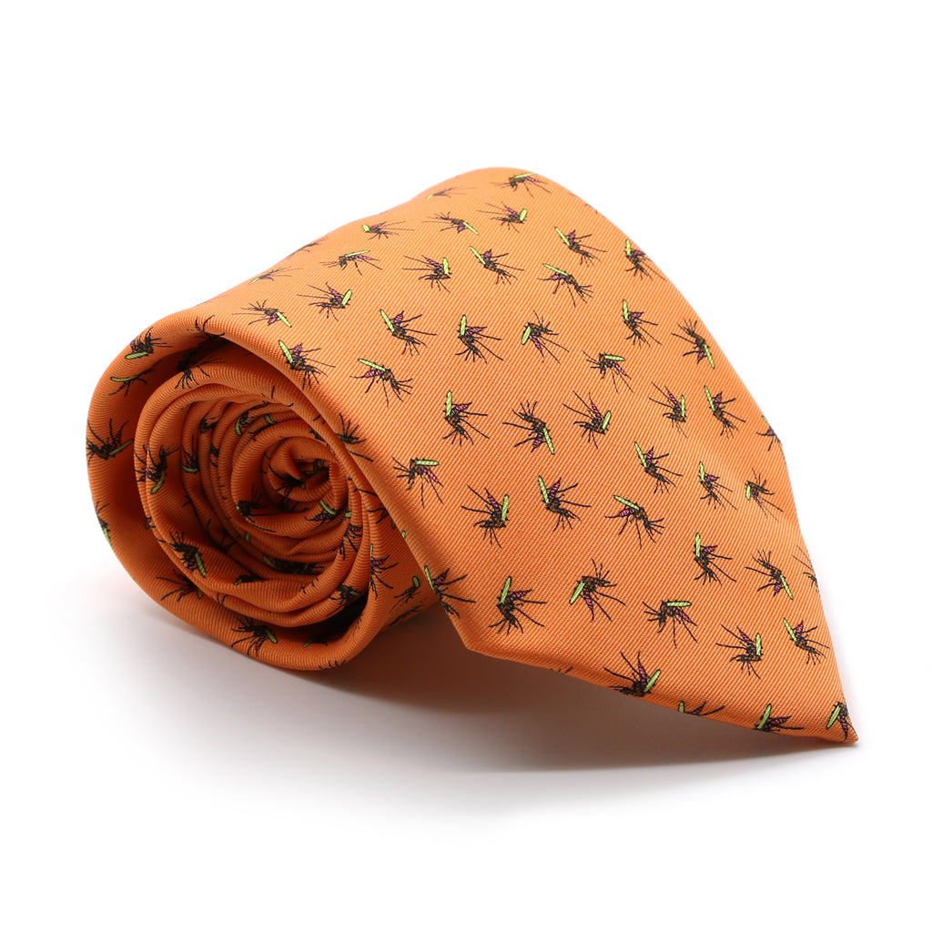 Mosquito Orange Necktie with Handkerchief Set - FHYINC best men