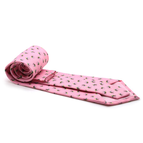 Mosquito Pink Necktie with Handkerchief Set